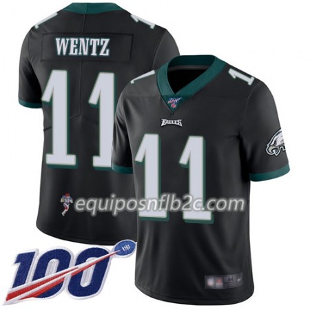 Camiseta Hombre NFL Philadelphia Eagles Carson Wentz 11 Nike Negro 100th Camiseta Hombre NFL Philadelphia Eagles Carson Wentz 11 Nike Negro 100th